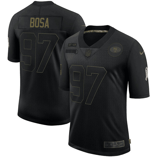 Men's San Francisco 49ers #97 Nick Bosa Black 2020 Salute To Service Limited Stitched Jersey